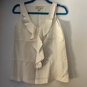 MICHAEL Michael Kors Cream Ruffle Front Blouse